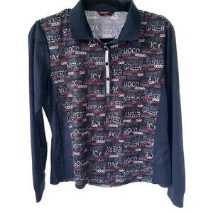 GreenJoy Classic 100 Women's Semi Sheer Long Sleeve Golf Polo Sportswear Shirt M